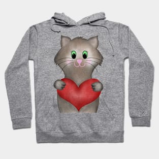 Cat with heart Hoodie